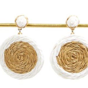Raffia Double Circle Dangle Earrings